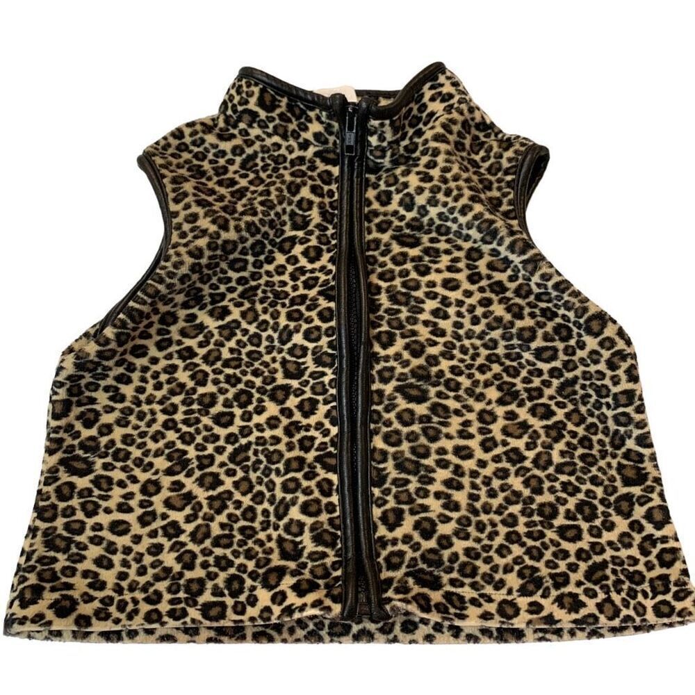 Leopard Vest Girl’s‎ Black Trim Large (Junior) Zipper